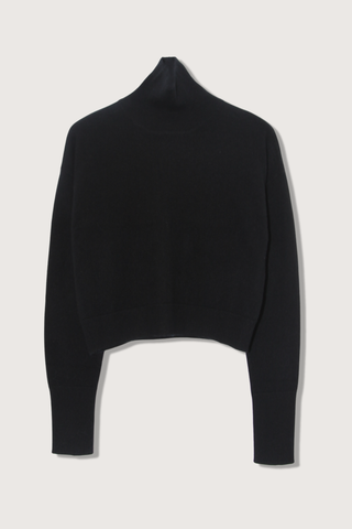 flat lay Sable T-Neck Sweater black cashmere long sleeve