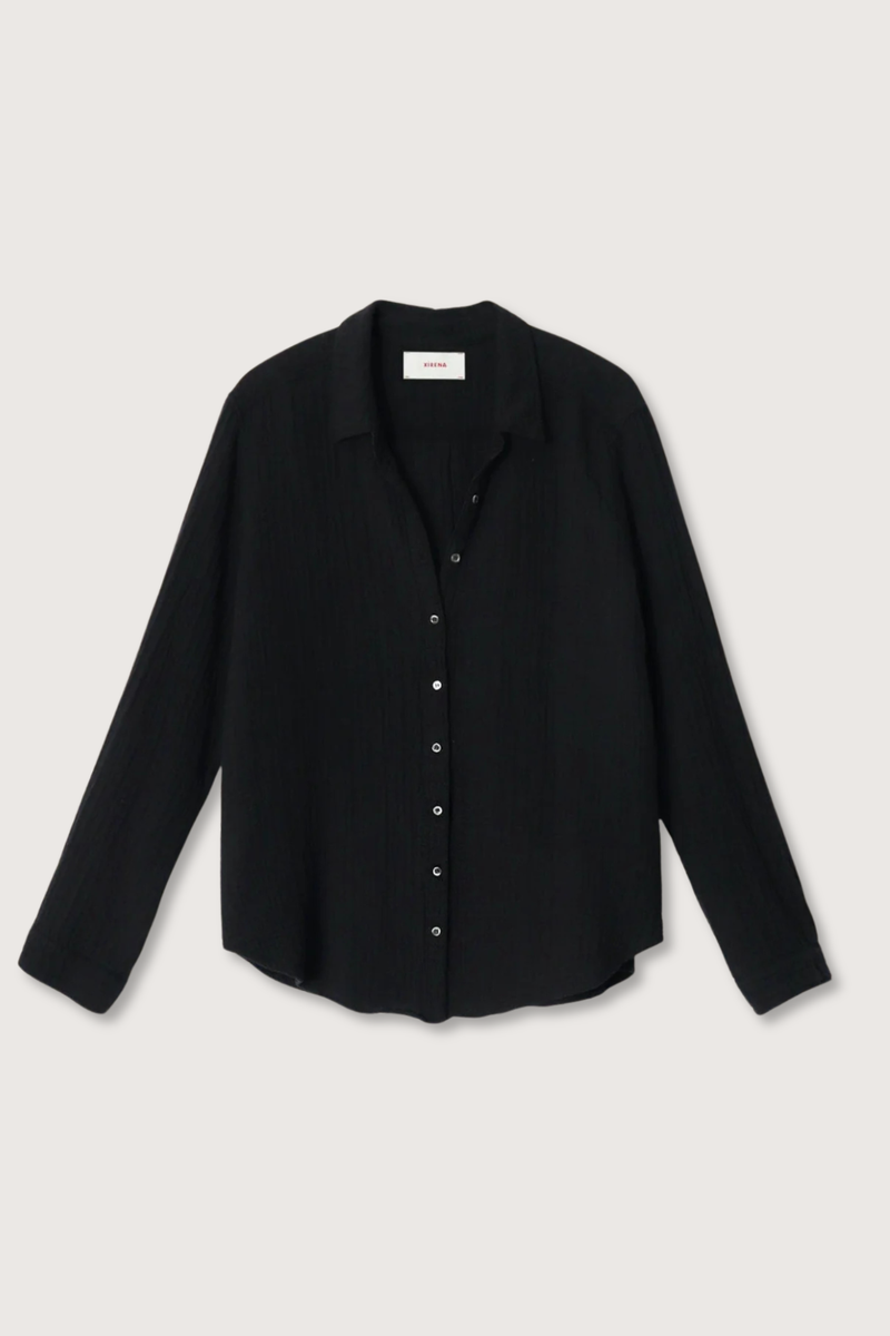 flat lay Scout Gauze Shirt Black cotton Button down
Chelsea Gauze
Long sleeves
Easy fit