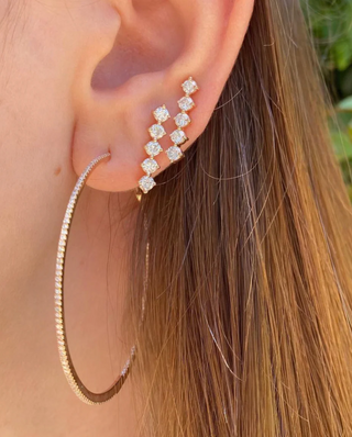 2" Diamond Hoop Earrings