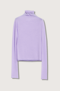 flat lay Seamless Second Skin Turtleneck Top Orchid wool Classic roll-neck slim fit