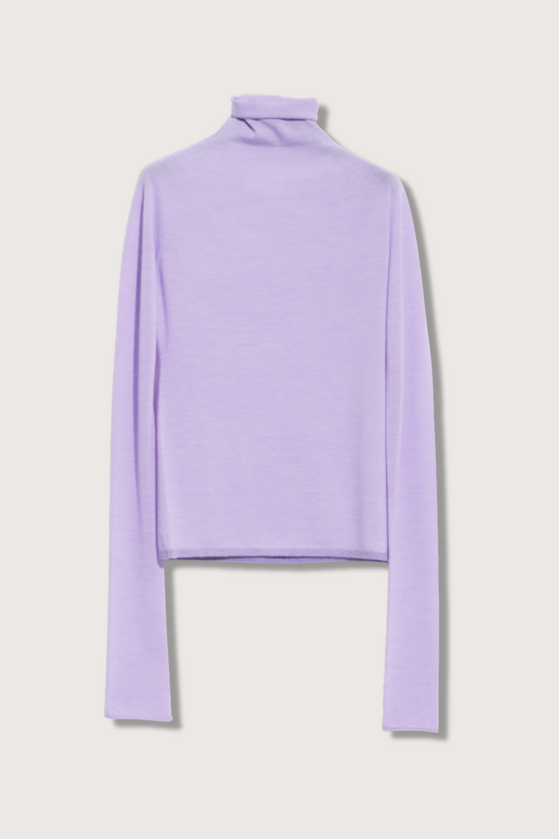 flat lay Seamless Second Skin Turtleneck Top Orchid wool Classic roll-neck slim fit