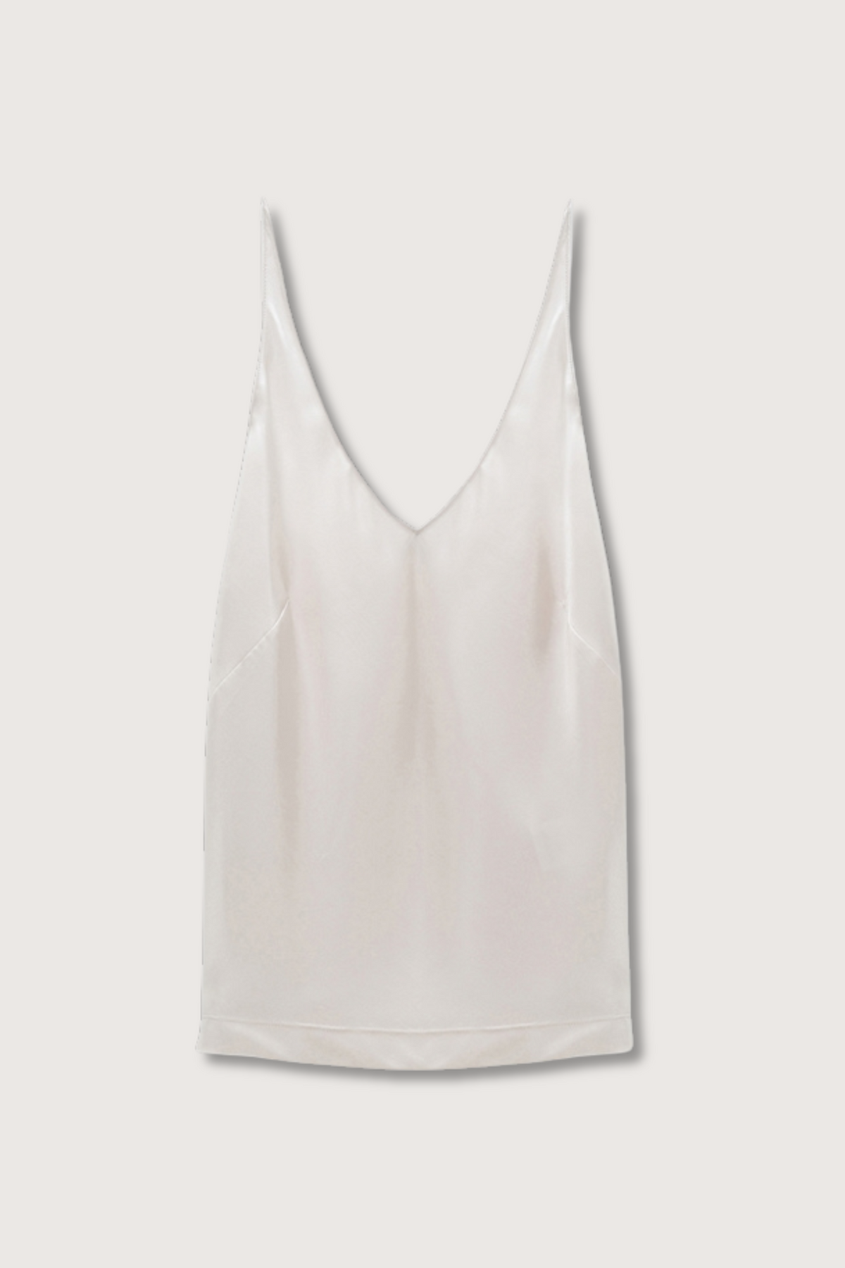 flat lay Sense Of Shine Top Natural White cami silk loose v-neck