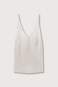 flat lay Sense Of Shine Top Natural White cami silk loose v-neck