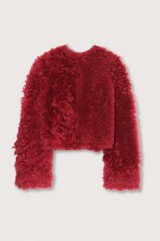 flat lay Shearling Jacket red with leather lining