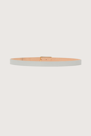 back profile Dorian Frame Belt Magnesium grey leather Signature gold plated hardware
100% Leather