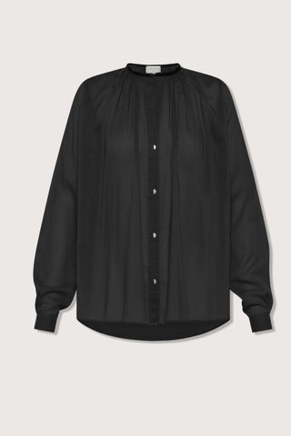 flat lay Silk/Voile Bohemian Shirt Noir Silk Voile
Relaxed fit
Velvet trim neck