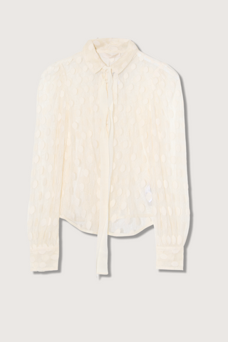 flat lay Soraya Lace Neck Tie Pearl white Dotted cotton-blend lace removable necktie