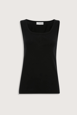 flat lay Split Tank Top Black cotton linen vest top
Rounded square neckline
Cut-out detail
Low hip length
Cotton blend
Sleeveless
Pleated back