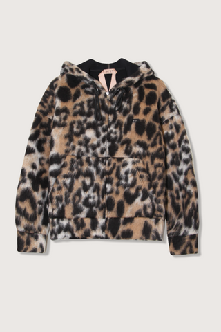 flat lay Sport Jacket leopard print Front zip closure
Adjustable drawstring hood
Kangaroo pockets
Slightly oversized fit
Long sleeves
Ribbed cuffs and hem