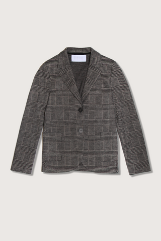 flat lay Stand Collar Blazer Black/White Plaid single breasted