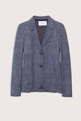 flat lay Stand Collar Blazer Denim blue plaid Boyfriend blazer
Unlined
Stand-up collar blazer
Boxy shape
Fitted long sleeve
Patch pockets
2-button fastening
1 collar button for full closure
Raw-edge finish
100% Virgin Wool