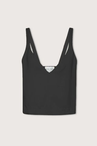 flat lay Stretch Cady Crepe Cami Top black