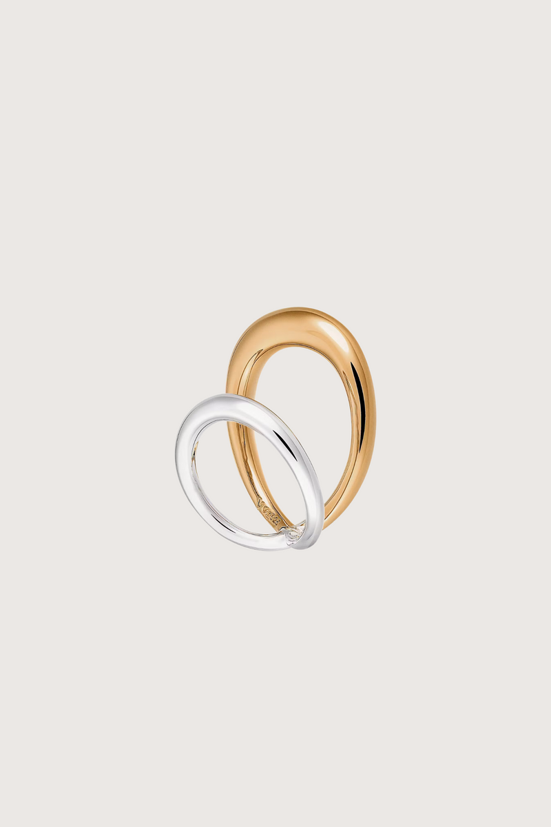 flat lay Surma Ring Vermeil / Silver –Yellow vermeil 18 karats and 925 Rhodium Plated Sterling Silver Double loop with crosses in the back