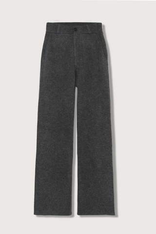 flat lay Tailored Cashmere Pant charcoal straight relaxed fit Fly front closure
Elasticized waistband
Belt loops
Side pockets