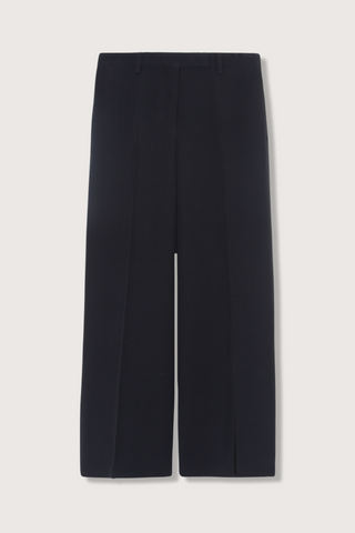 flat lay Tailored Trouser Pant black flat front with belt loops straight relaxed fit