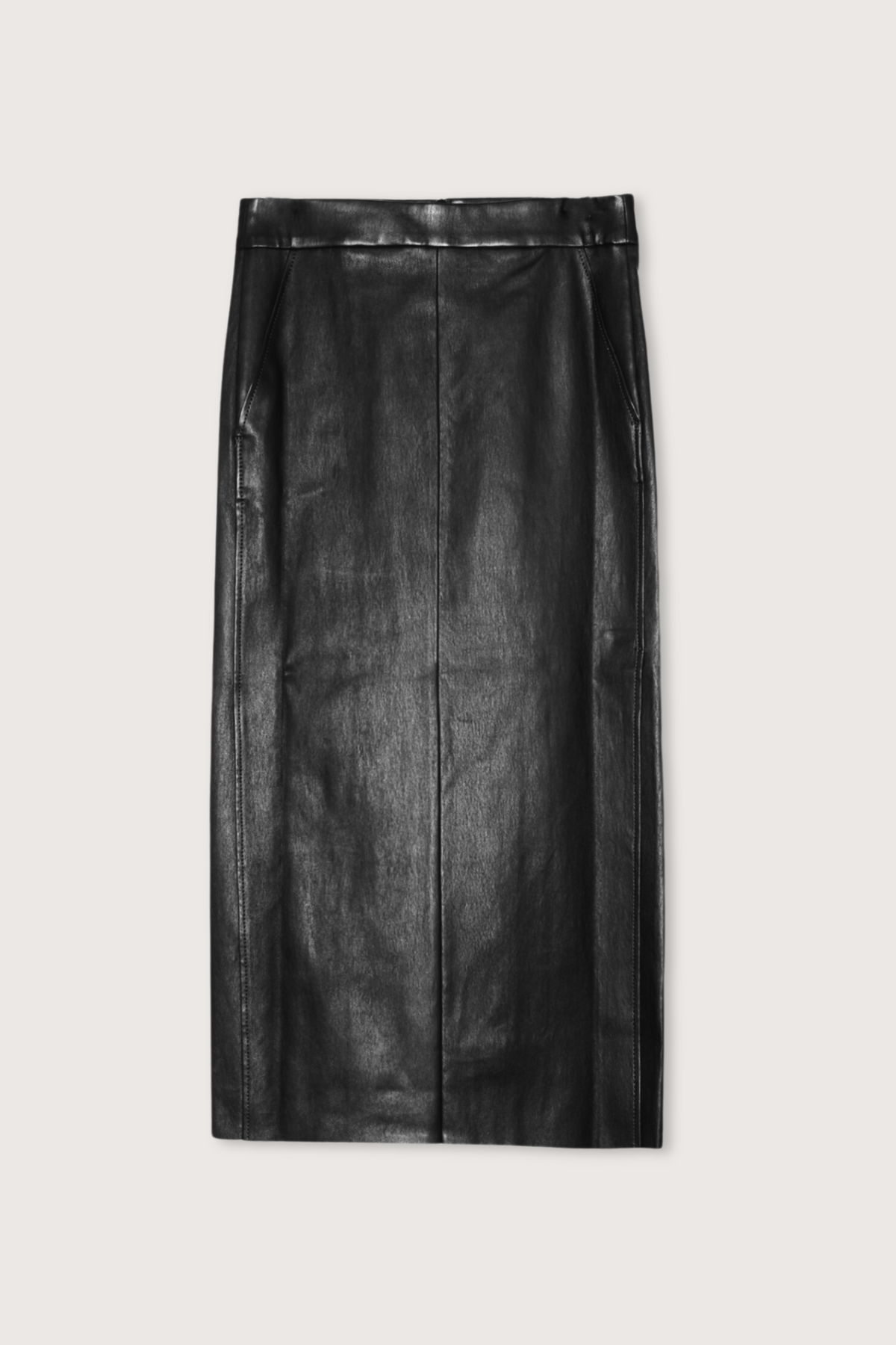 flat lay Taylor Washable lamb Leather pencil Skirt black