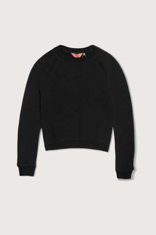 flat lay The Daily Sweat Shirt black crewneck shrunken fit cotton