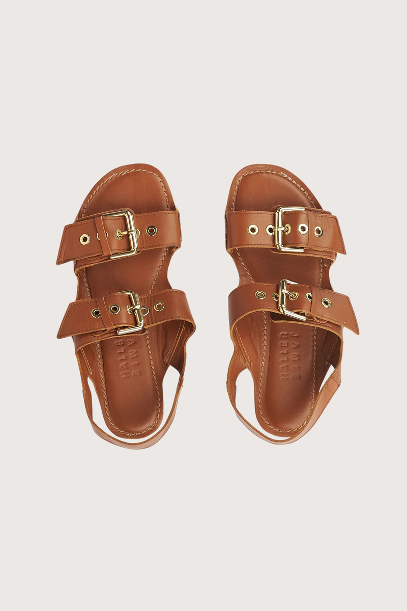 top profile The Double Buckle Sandal Cognac Double Buckle sandal
Handmade
Soft Italian calfskin
Opanka construction
Leather wrapped insole and leather sole