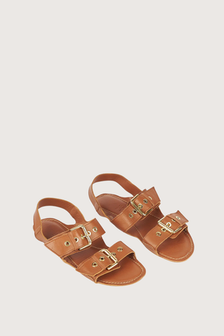 angled profile The Double Buckle Sandal Cognac Double Buckle sandal
Handmade
Soft Italian calfskin
Opanka construction
Leather wrapped insole and leather sole