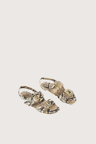 angled profile The Double Buckle Sandal Python Double Buckle sandal Italian calfskin
Leather wrapped insole and leather sole