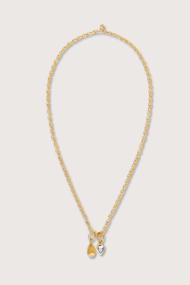 flat lay The Florentine Charm Necklace gold
