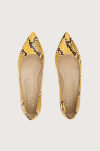 top profile The Kitty Point Heel yellow snake effect Pointed toe
Italian embossed calfskin