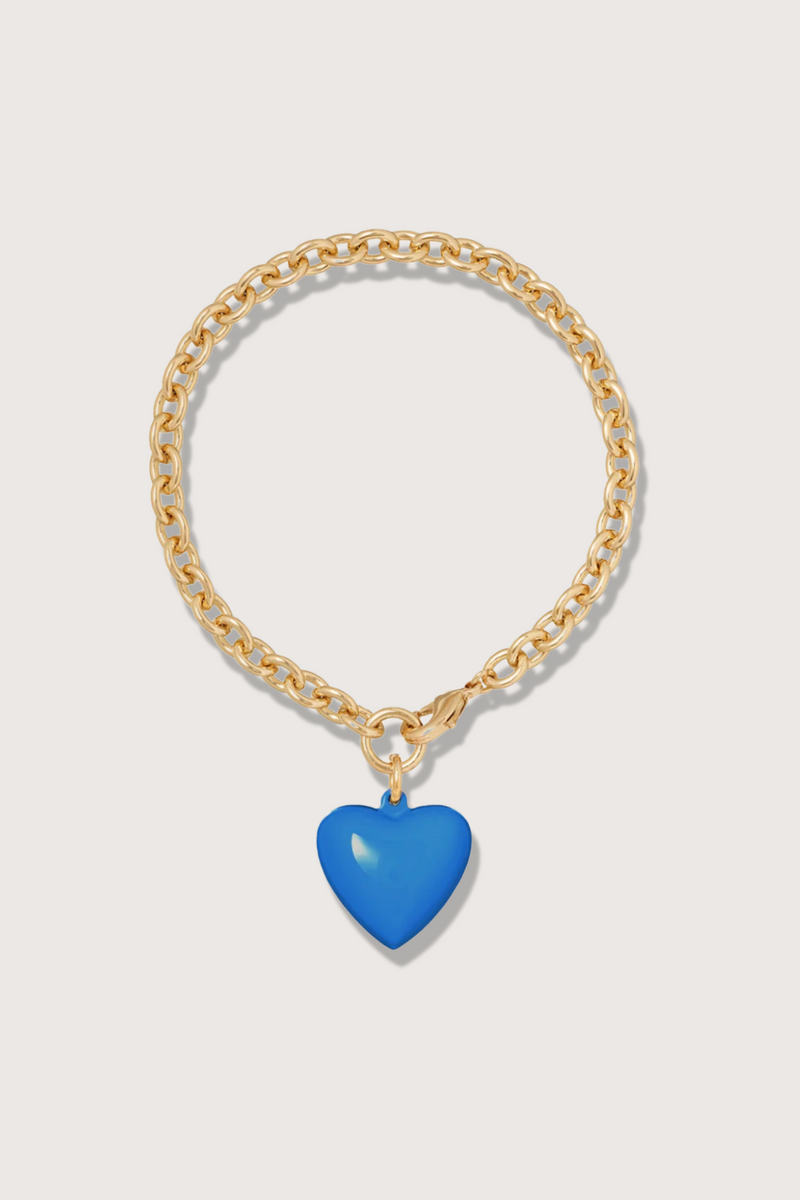 flat lay The Mini Heart Bracelet Gold/French Blue