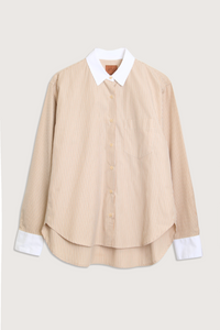 flat lay The Weekend Shirt honey cotton Menswear-inspired
Relaxed fit
Contrast white collar and cuffs
Curved hem
100% Japanese Cotton