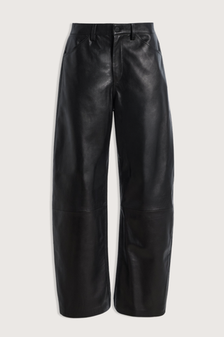 flat lay Tribeca Leather Pant black Barrel-leg
Mid-rise
Zip fly with button closure
Five-pocket style
Leather
100% Lambskin Leather