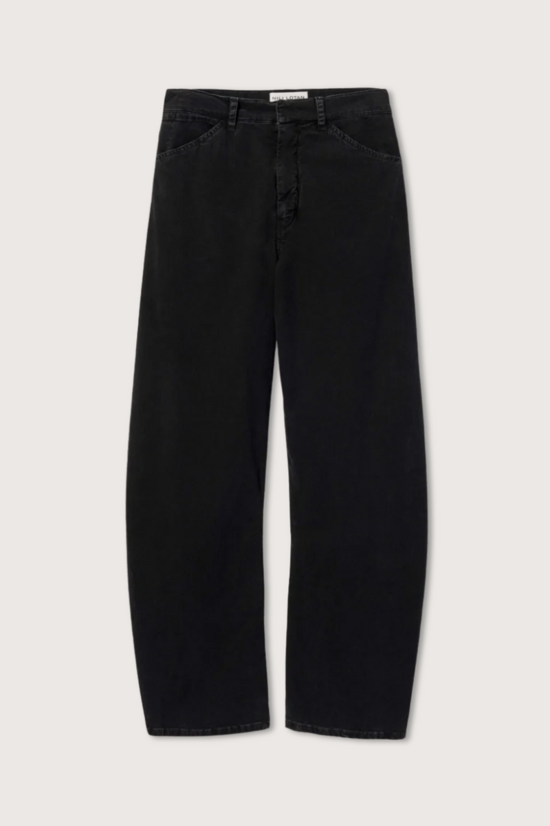 flat lay Tribeca cotton Pant Military Jet Black barrel fit