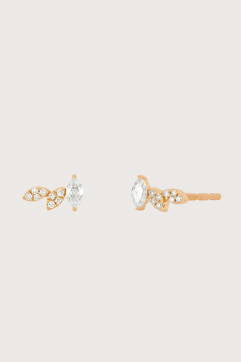 flat lay Triple Marquise Earring (Pair) 14k gold