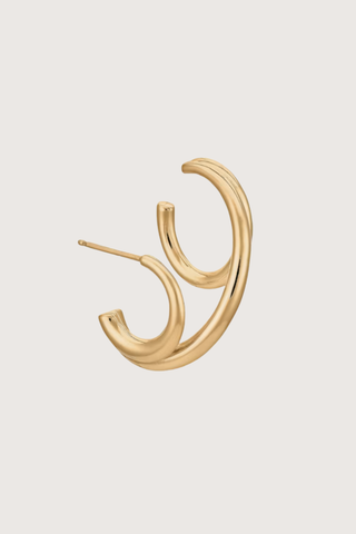 flat lay Triplet Single Earring - Left Vermeil Sold as a single "left" earring
Only for pierced ears
Yellow vermeil 18 karats and 925 Rhodium Plated Sterling Silver