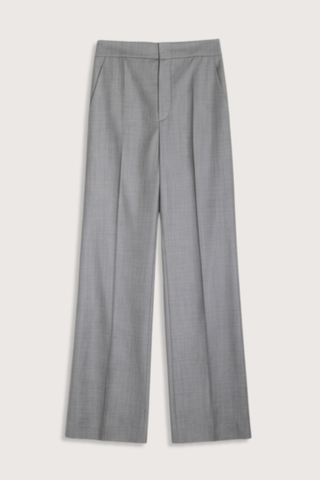flat lay Tuxedo Trousers grey High-rise waist
Straight-leg cut
Fluid drape
Clasp closure
100% wool
