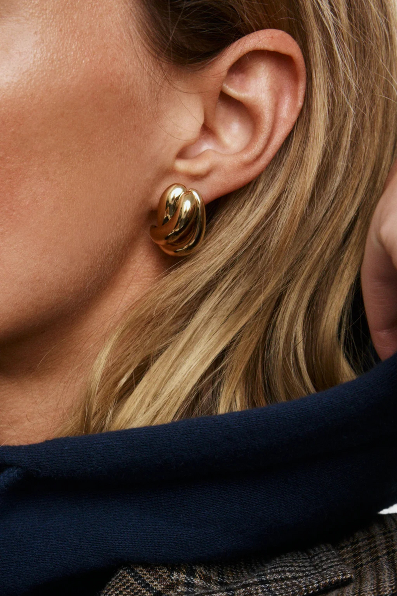 model wearing Twisted Statement Studs