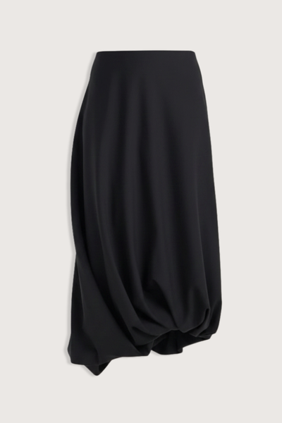 flat lay Twisted Wool Skirt black Calf length skirt
Twist detail at the hem
Mid waist
73% virgin wool 27% wool mohair