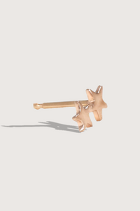 flat lay Two Twinkling Star Earring 14k gold