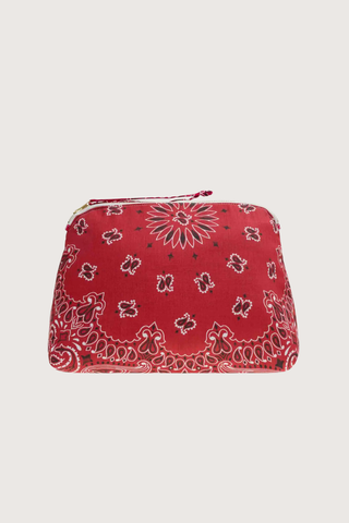 back profile Vanity Large Bag With embroidered Heart Vintage Red / Real Red cotton bandana with zipper
