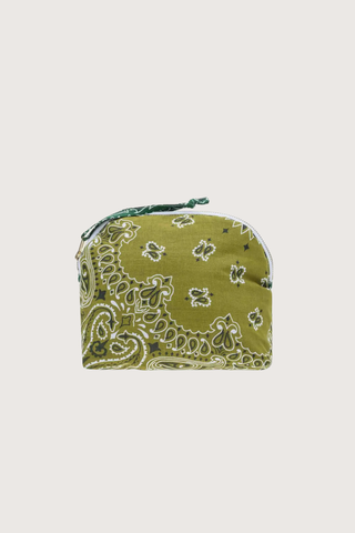 back profile Vanity Small / embroidered Clover Bronze / Vert cotton bandana with zipper