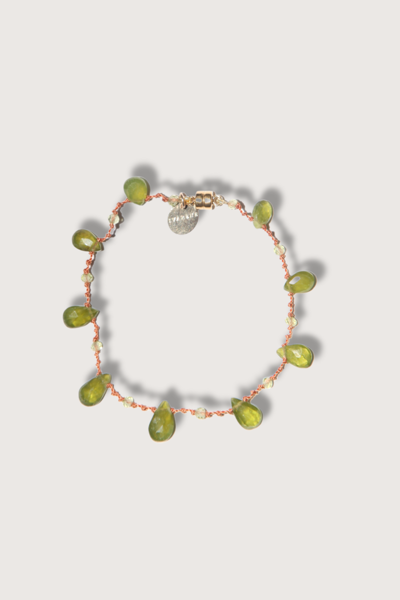 flat lay Vesuvianite Green Linwood Bracelet - Magnetic Clasp, 17 carats