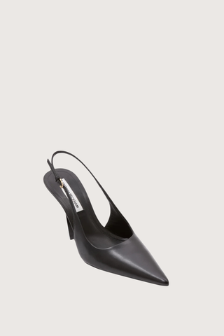 angled profile Victoria 100MM Slingback Black leather Stiletto slingback style
Pointed closed toe shape
Black lacquered heel
Kid leather
Leather lining
Padded in-sock for added comfort