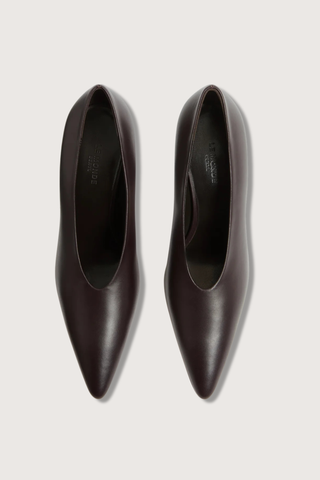 top profile Victoria Decolette leather Wedge heel plum Wedge style Pointy toe Deep V cut