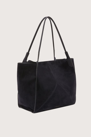angled profile Victoria Suede Tote Bag navy Tonal suede lining, leather strap
Internal flat pocket
Suede, 100% leather
