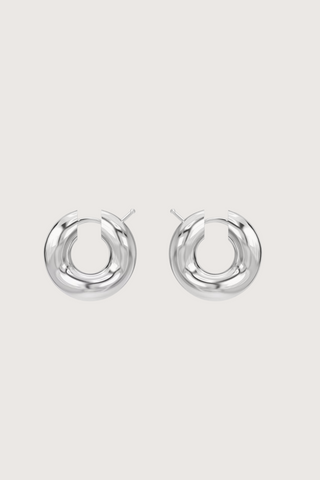 flat lay Wave Blow Hoop Earring Silver 925 Rhodium Sterling Silver