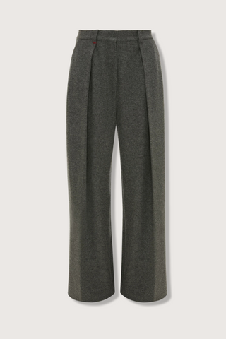flat lay Wide Leg Trouser grey melange Fluid cashmere jersey wide leg trouser with pleating detail High rise Wide leg Side pockets