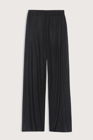 flat lay Wool Jersey Elasticated Pants jet black 100% Jersey Wool
Elasticated waist
Wide, straight leg
Pleated
