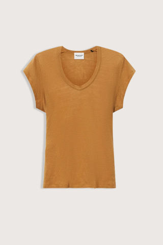 flat lay Zankou V-Neck Linen Tee Gold Solid linen T-shirt
Straight, fitted cut
V-neck
Short sleeves
Linen 100%