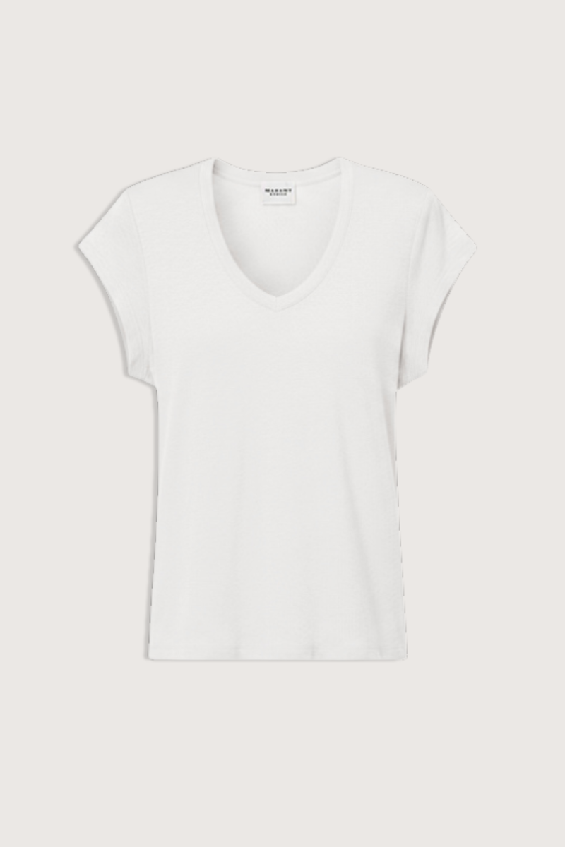 flat lay Zankou V-Neck Linen Tee White Solid linen T-shirt
Straight, fitted cut
V-neck
Short sleeves
Linen 100%