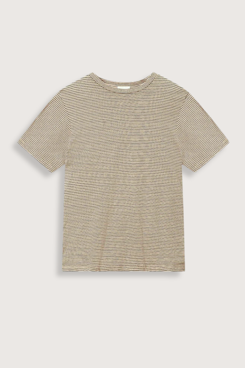 flat lay Zewel Striped Linen Short Sleeve Black/Beige Cotton and linen T-shirt
Striped pattern
Round neckline
Short sleeves
Relaxed fit
93% cotton, 7% linen