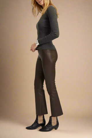 Ankle Flare Leather Leggings Americano