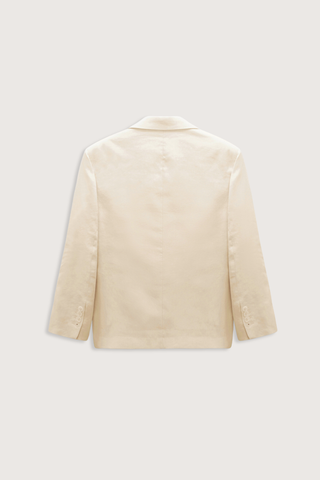 back flat lay Casual Short 3/4 Sleeves Jacket champagne white Form-fitting silhouette
Cropped sleeves
50 % Linen, 50 % Cotton
Shrunken blazer
Notched lapel
Flap pockets
Chest pocket
Classic slit cuffs